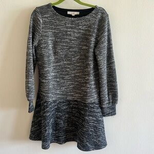 Loft fit and flare long sleeve tweed dress Sz M